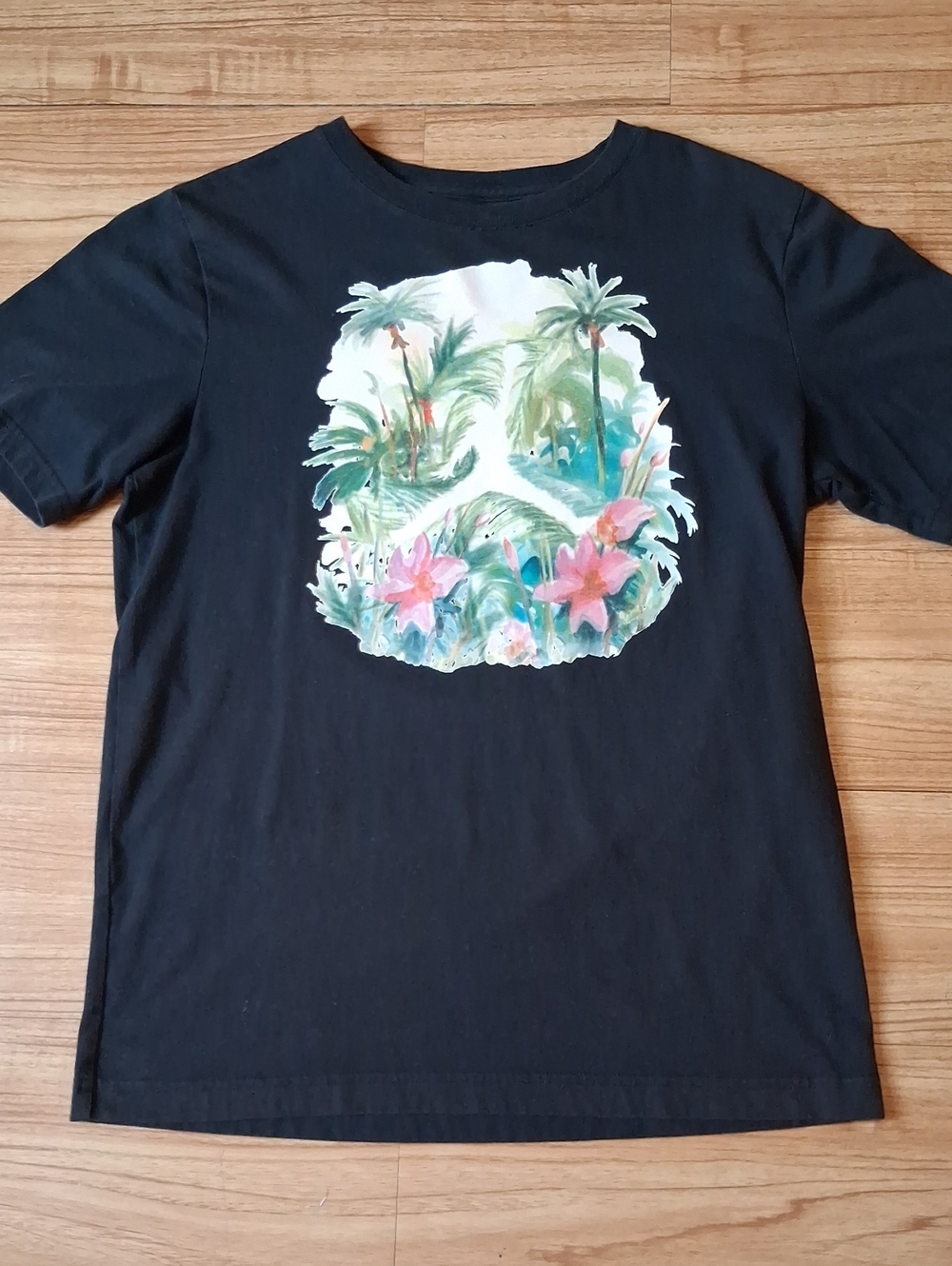 Jordan Black Tropical Floral Graphic Kids T-Shirt